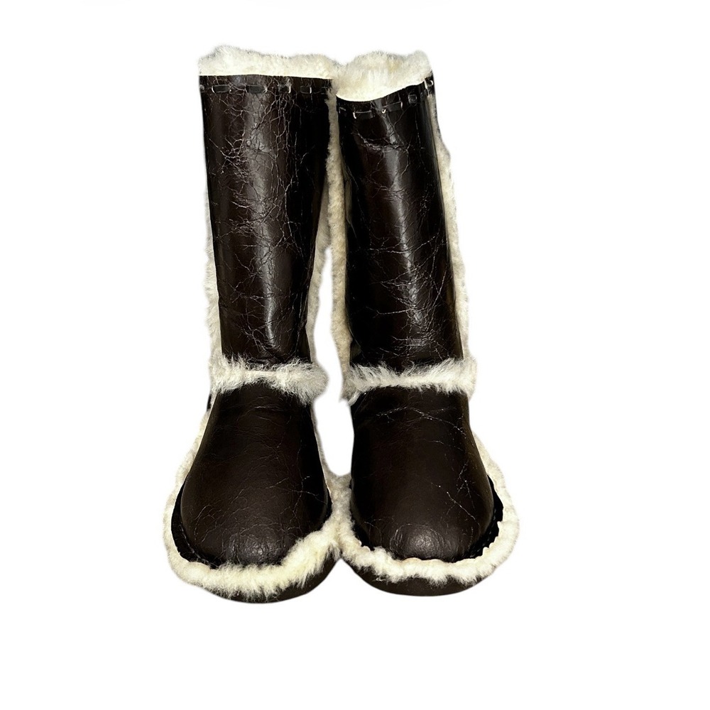 Koolaburra By UGG Sheepskin Fringe Boots Brown Fur Trim Sz 6 NWOB - Picture 2 of 6